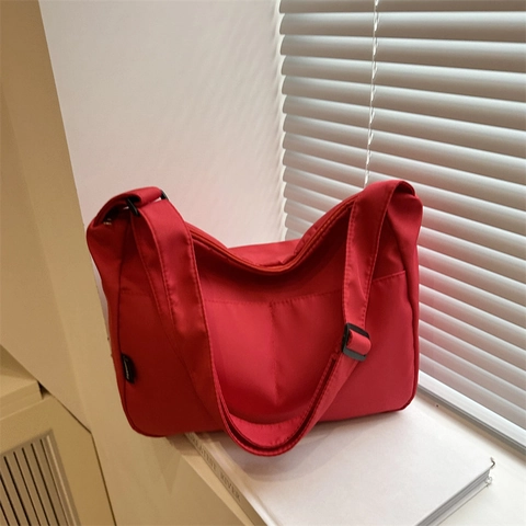 Borsa a Spalla in Nylon di Grande Capacità per Donna 2025 Moda Borsa Hobo a Contrasto Semplice Borsa a Tracolla Universitaria