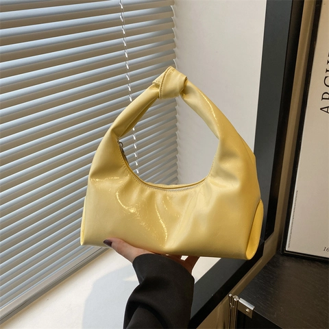 Bolso de Hombro para Mujer Gran Capacidad con Asa de Nudo Cuero PU Brillante Minimalista Hobo Chic Urbano Bolso de Mano