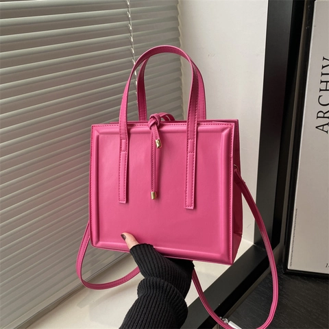 Bolso de Hombro de Cuero PU de Color Sólido Minimalista para Mujer Bolso Cuadrado de Gran Capacidad para Trabajo Diario