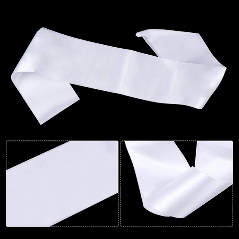 Blank White Satin Sash For DIY Party Graduation Wedding Pageant Minimalist Solid Color Ceremonial Ribbon Shoulder Strap