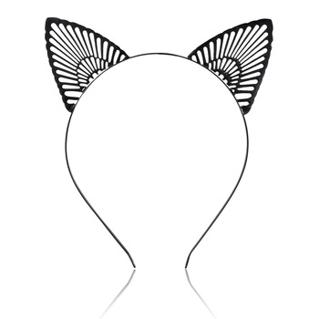 European Fashion Hollow Cat Ear Metal Headband For Women Bachelorette Party Xmas Gift Elegant Geometric Hair Hoop Accessory