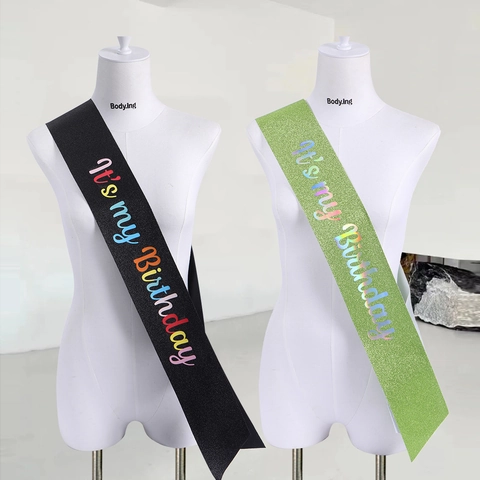 Fascia It's My Birthday con Brillantini per Decorazioni Festa di Compleanno Donna Lettere Arcobaleno Accessorio Festa