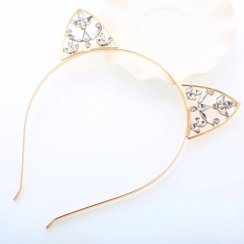 Süße Zinklegierung Katzenohren Stirnband Mit Strass Blume Ananas Emaille Gold Galvanisiert Festliche Party Haarschmuck