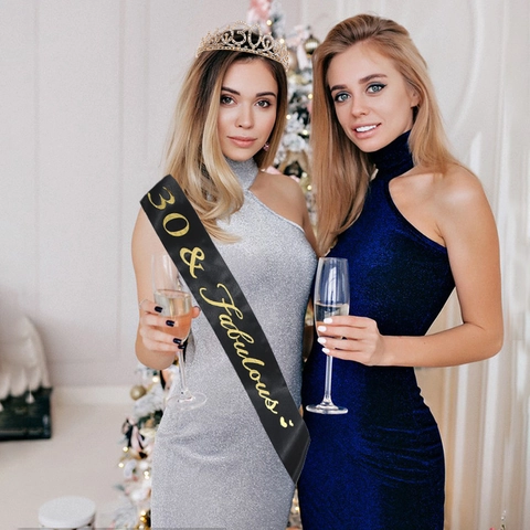 Set per Festa di Compleanno Corona Tiara in Lega di Strass e Fascia in Satin per Donna Ragazze Celebrazione Articoli per Feste