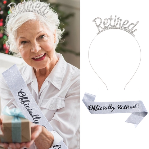 Lussuosa Tiara In Pensione E Fascia Ufficialmente In Pensione Set Corona In Lega Con Strass Tessuto Glitterato Accessori Per Festa Donna
