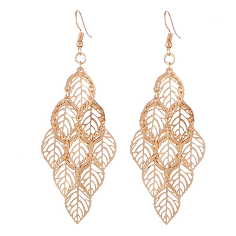 Baroque Gold Hollow Leaf Drop Earrings With Artificial Pearl Pendant Vintage Greek Style Alloy Jewelry For Women Girls Gift