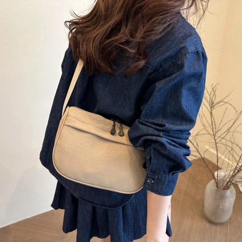 Wasserdichte PU Leder Schultertasche Damen Herren Lässig Einfarbig Breiter Verstellbarer Gurt Umhängetasche Multi Reißverschluss Tasche