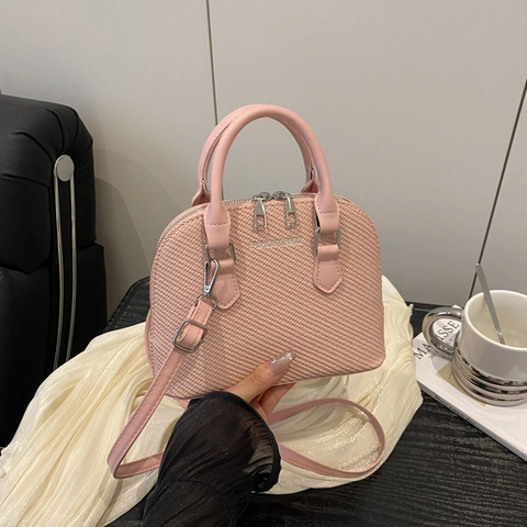 Damen Gewebte PU Leder Muschel Tasche Mode Große Kapazität Schulter Umhängetasche Lässig Urban Einfach Handtasche Doppel Reißverschluss Oben
