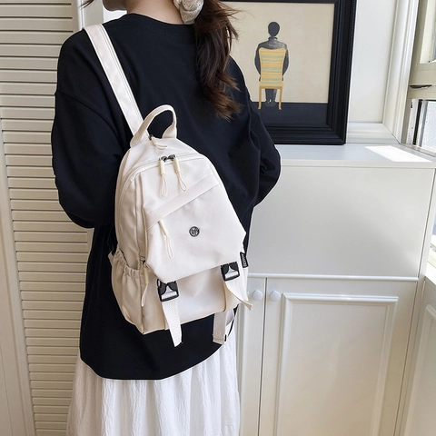 Zaino da Donna Minimalista Coreano in Nylon Grande Capacità Moda Streetwear Outdoor Viaggio Daypack Funzionale Borsa da Scuola
