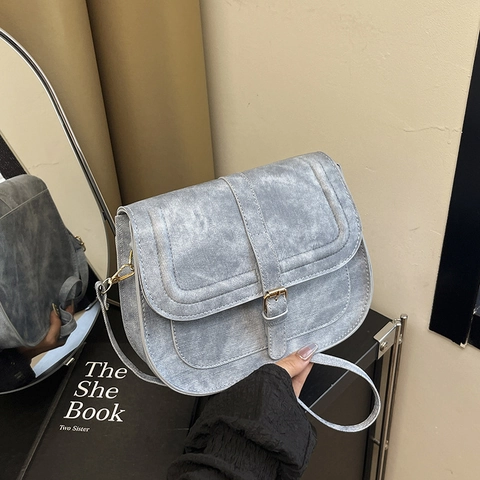 Borsa a Spalla a Sella Vintage da Donna in Pelle PU Invecchiata Grande Capacità Minimalista Retro Urban Borsa a Tracolla Quotidiana
