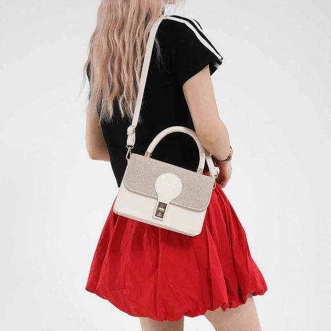 Dames Mode Patchwork PU Leer Crossbodytas Elegante Geweven Handtas Veelzijdige Woon-werkverkeer Schoudertas Kleine Vierkante Tas