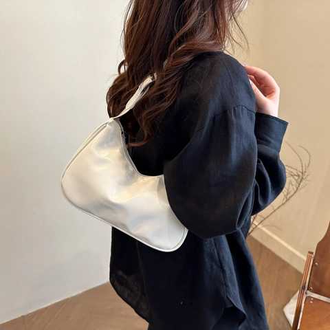 Minimalistische Damen Achseltasche Große Kapazität PU Leder Hobo Tasche Vintage Stilvolle Umhängetasche Für Den Alltag