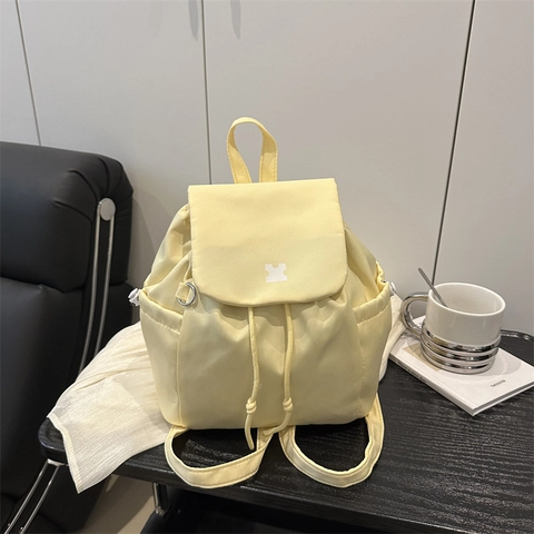 Dames Koreaanse Stijl Geruite PU Leren Rugzak Mode Grote Capaciteit Koordsluiting Klep Schooltas Voor Dagelijks Casual Gebruik