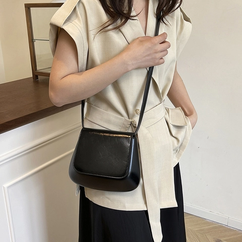 Borsa a Tracolla a Sella in Pelle PU Vintage per Donna Elegante Borsa a Tracolla con Patta Magnetica Retro Chic Borse per Pendolari