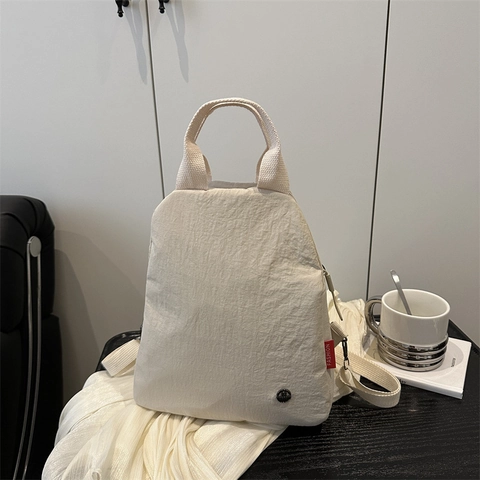 Women Minimalist Canvas Backpack Fashion Urban Lightweight Shoulder Bag Multifunctional Casual Daily Solid Color Travel Bag