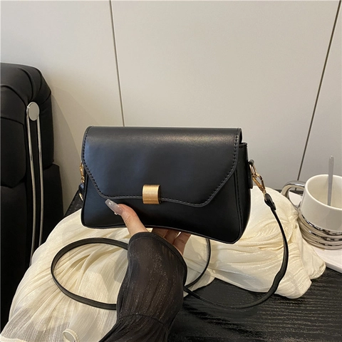 Borsa Baguette da Donna alla Moda in Pelle PU Vintage Sottobraccio a Spalla Piccola Borsa a Tracolla Quadrata Minimalista per Donna