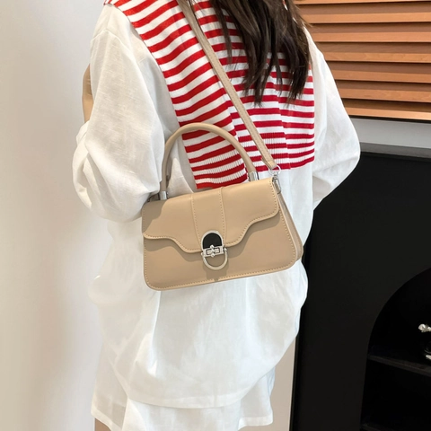 Damen Vintage Baguette Tasche Strukturierte PU Leder Handtasche Mit Metallschnalle Minimalistische Umhängetasche Für Den Alltag