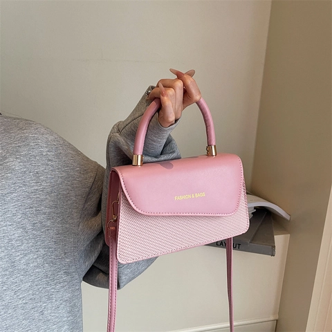 Dames Eenvoudige PU Leer Kleine Vierkante Tas Trendy Geweven Spleten Schouder Crossbody Tas Met Handvat Dagelijks Dating Woonwerkverkeer Tas