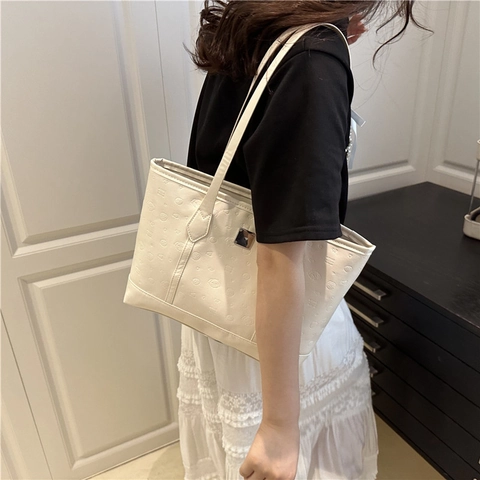 Borsa Tote da Donna in Pelle PU Grande Capacità Borsa a Spalla con Motivo a Cartone Animato Cucciolo Borsa Sottobraccio alla Moda per Pendolari