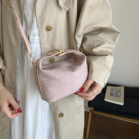 Elegante Bolso de Lona para Mujer 2025 Verano Bolso de Hombro Cuadrado Pequeño Moda Simple Textura de Mezclilla de Mano