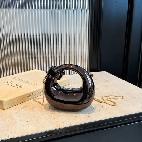 Bolso de Mano Mini de Acrílico Espejo Metálico Anillo Irregular Con Cadena Dorada Bolso Artístico Moderno Bandolera para Fiesta Mujer