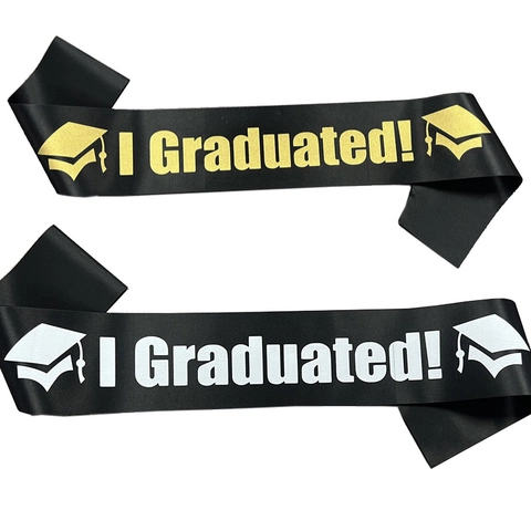 I Graduated Graduation Sash Letter Print Polyester Satin Ribbon Ceremonial Party Decoration Unisex Student Gift