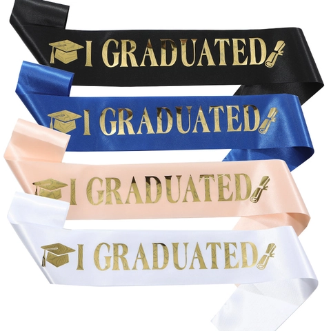 Fascia Laurea I Graduated Nastro in Raso Stampato Per Cerimonia Decorazioni Festa Tocco Laurea Diploma Icona Nastro Festivo