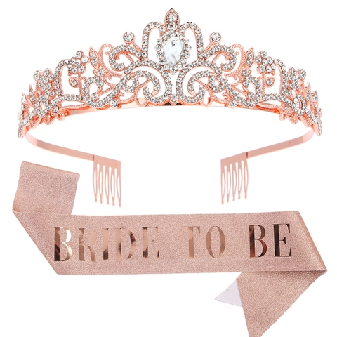 Set Tiara In Strass E Fascia Bride To Be Compleanno Ragazza Corona In Lega Fascia Decorazioni Per Addio Al Nubilato Matrimonio Copricapo