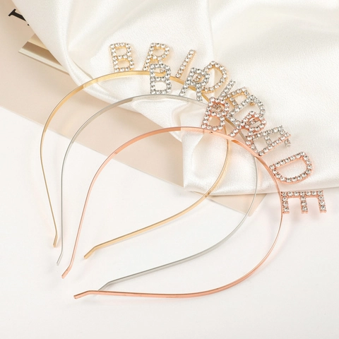 Elegant Alloy Rhinestone BRIDE Letter Headband For Women Bachelorette Party Bridal Wedding Fashion Hair Accessory Hairband Jewelry
