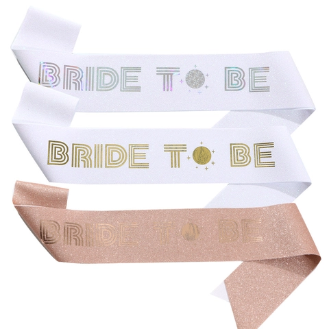 Mode Schärpe Bride To Be Satin Vergoldeter Schriftzug Schultergurt Junggesellenabschied Hochzeit Brautparty Dekoration
