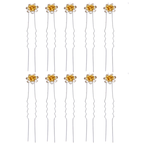 Forcine per Capelli a U con Fiori da Sposa per Donna Bambini Lega Strass Accessori per Capelli Eleganti Matrimonio