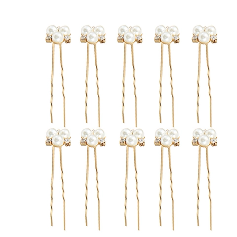 Eleganti Bastoncini per Capelli a Forma di U in Lega con Perle Artificiali e Strass per Matrimonio Sposa Donna Accessori per Capelli