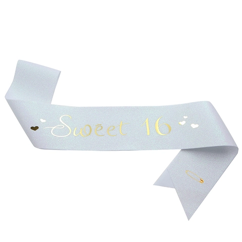 Sweet 16 Banda para Fiesta de Cumpleaños Oro Rosa Blanco Negro Satén Purpurina Decoración Para Niñas 16 Cumpleaños Celebración