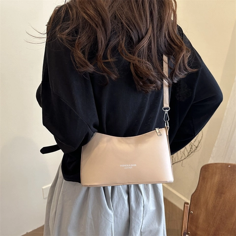 Bolso de Hombro de PU Minimalista Retro para Mujer Color Sólido Bolso de Bandoulière de Viaje Diario Bolso de Axila Cuadrado