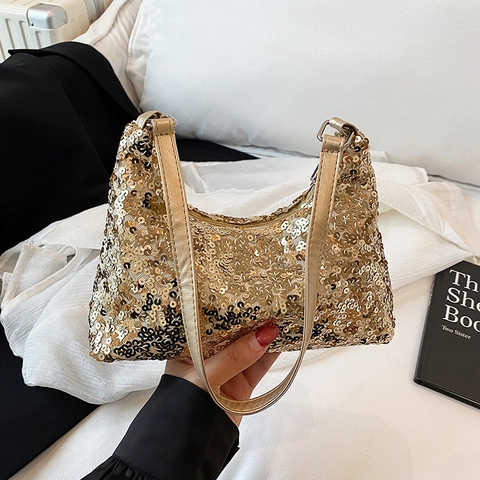 Borsa Sottobraccio in Paillettes alla Moda da Donna Borsa a Tracolla Hobo Scintillante per Festa di Sera Matrimonio Quotidiana