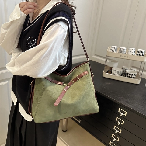Borsa Tote in Tela da Donna a Grande Capacità Stile Urbano Minimalista Borsa a Tracolla Casual Pendolare Hobo Borsa a Mano