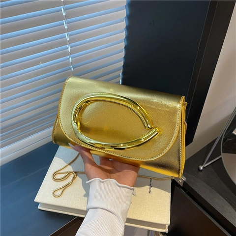Bolso Cuadrado Pequeño de Cuero PU de Moda Para Mujer Bolso Bandolera Minimalista con Cadena Color Sólido Cartera de Noche