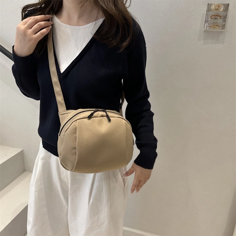 Minimalist Nylon Shell Crossbody Bag For Women Double Zipper Adjustable Strap Casual Travel Shoulder Chest Bag Solid Color