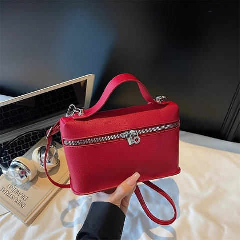 Bolso de Hombro Minimalista de PU con Patrón de Guijarros para Mujer Diseño de Lujo con Asa Superior Bandouliera Color Sólido
