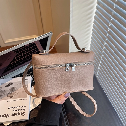 Bolso de Hombro Minimalista de PU con Patrón de Guijarros para Mujer Diseño de Lujo con Asa Superior Bandouliera Color Sólido