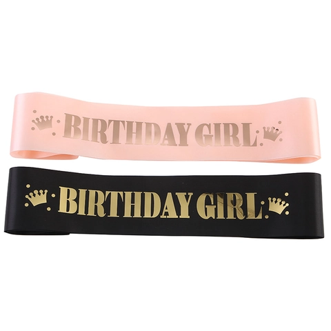 Fascia Birthday Girl in Raso Con Scritta Glitterata a Caldo Per Ragazze Donne Festa di Compleanno Accessori Decorazioni