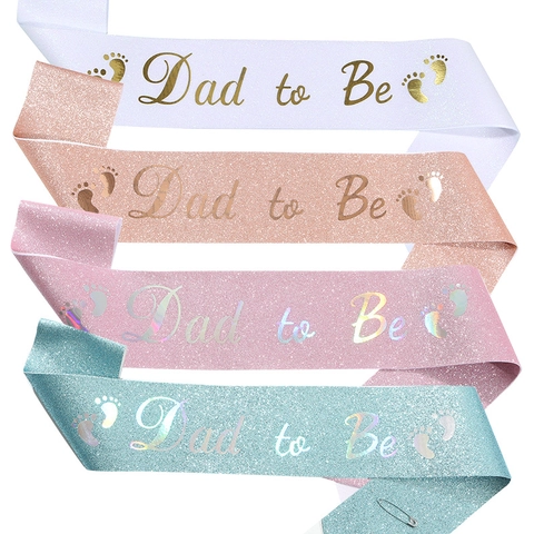 Dad To Be Daddy To Be Partyschärpe Glitzerstoff Goldprägung Buchstabe Schärpe Für Babyparty Gender Reveal Party Dekoration