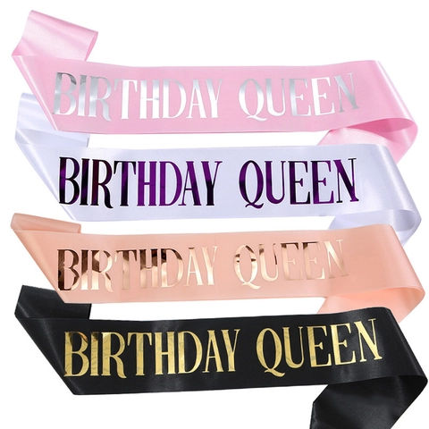 Satin Birthday Queen Sash For Women Girls Birthday Party Decorations Birthday Girl Celebration Accessory Party Supplies