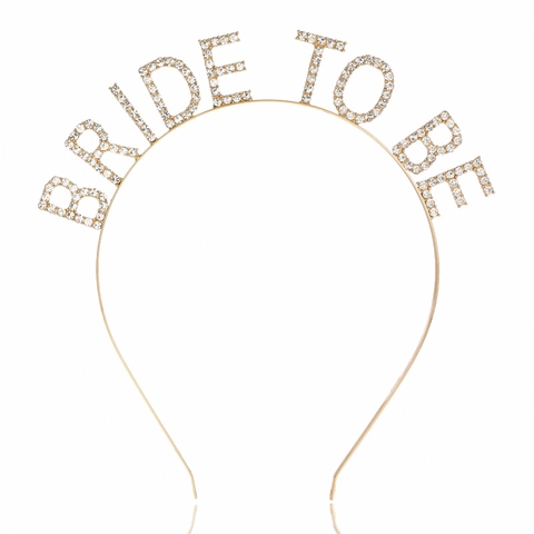 Serre-Tête Alphabet Strass Bride To Be Élégant en Alliage de Métal Accessoires de Cheveux Mariage Fête de Mariée Pour Femmes