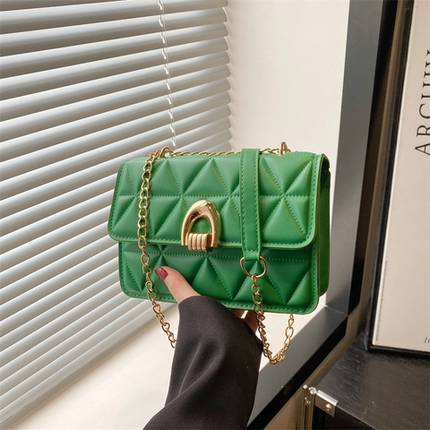 Nuova Borsa Quadrata Piccola Trapuntata da Donna Autunno 2025 Borsa a Tracolla di Lusso in Pelle PU con Catena per Pendolari
