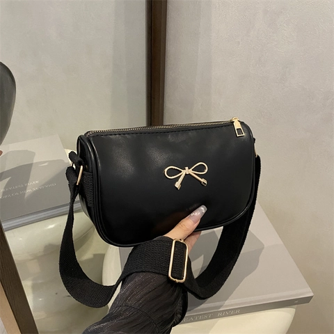 Bolso de Axila de Cuero PU con Lazo de Moda para Mujer Bolso de Hombro de Color Sólido Bolso de Mano Cuadrado