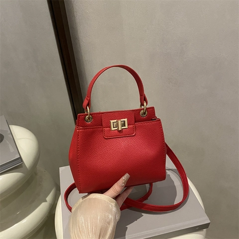Bolso de Axila de Cuero PU con Patrón de Lichi para Mujer Bolso de Hombro Vintage con Cierre de Gran Capacidad Color Sólido Bolso de Mano de Moda Diario