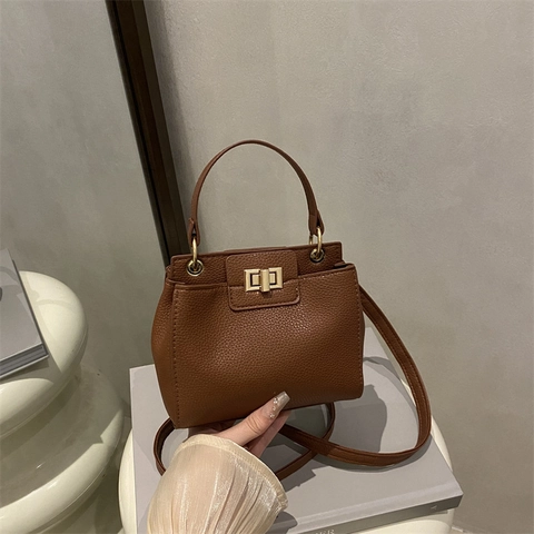 Bolso de Axila de Cuero PU con Patrón de Lichi para Mujer Bolso de Hombro Vintage con Cierre de Gran Capacidad Color Sólido Bolso de Mano de Moda Diario
