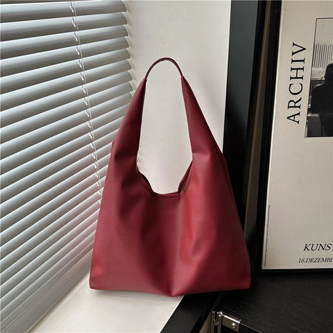 Borsa Shopping in Pelle PU Grande Capacità per Donna Retrò Lucida Grana Litchi Borsa Sottobraccio Pendolarismo Moda