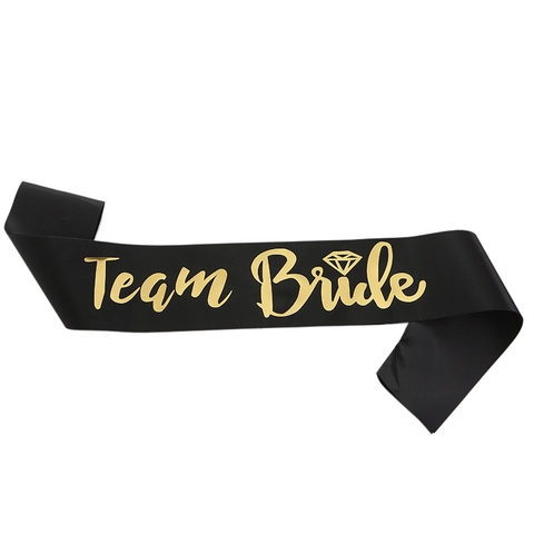 Team Bride Satijn Sjerp Goudstempelen Vrijgezellenfeest Decoratie Bruiloft Bridal Shower Accessoire Bruidsmeisje Feest Requisiet